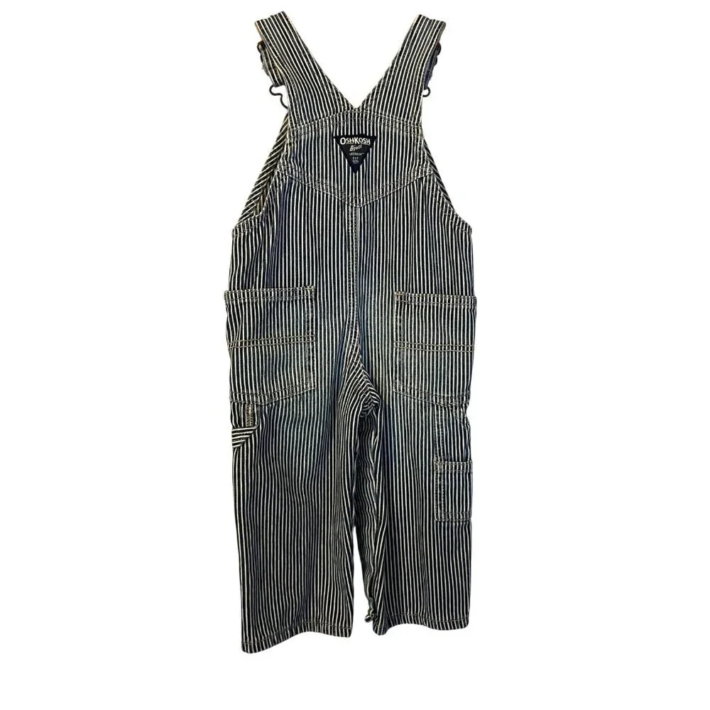 Oshkosh‎ B'Gosh Baby Blue & White Pin Striped Cotton Overalls 12M Country Farm